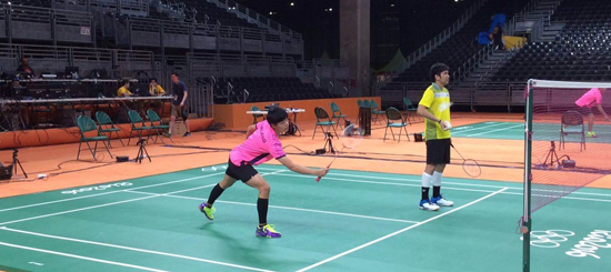 ภาพบรรยากาศการฝึกซ้อมของนักแบดมินตันทีมชาติไทยโอลิมปิกเกมส์ 2016 ที่ ที่สนามแข่งขันจริง  รีโอเซ็นโทร พาวิเลี่ยน 4