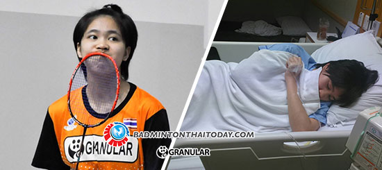 "ฟ้า ภิรมณ ใจเด็ดถูกหามส่งโรงพยาบาลหลังกัดฟันยื้อเอาชนะ เมย์ ศุภนิดา เข้าชิงหญิงเดี่ยว ปุ้มปุ้ย แชมเปี้ยนชิพ 2017"